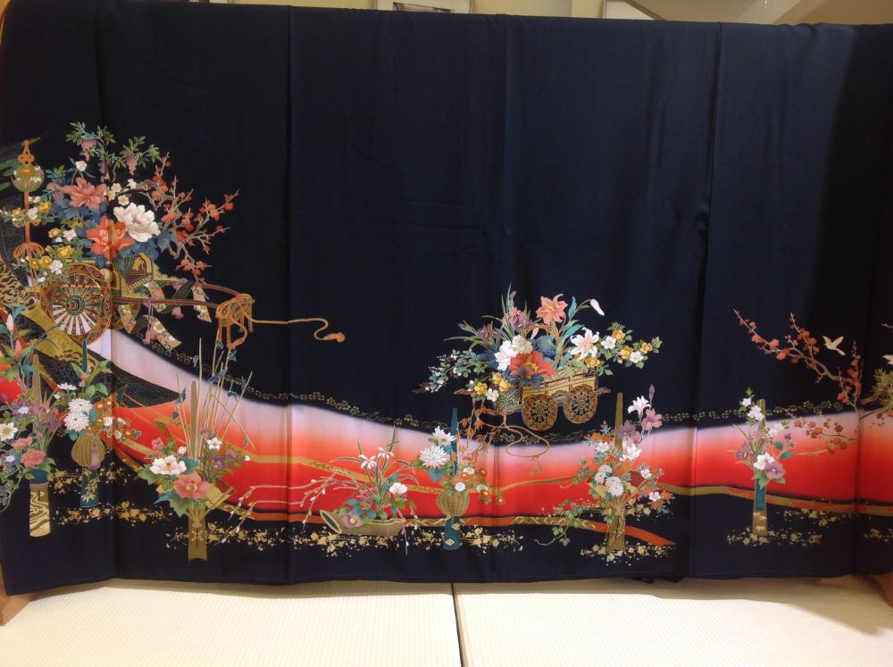 赤ぼかしに御所車